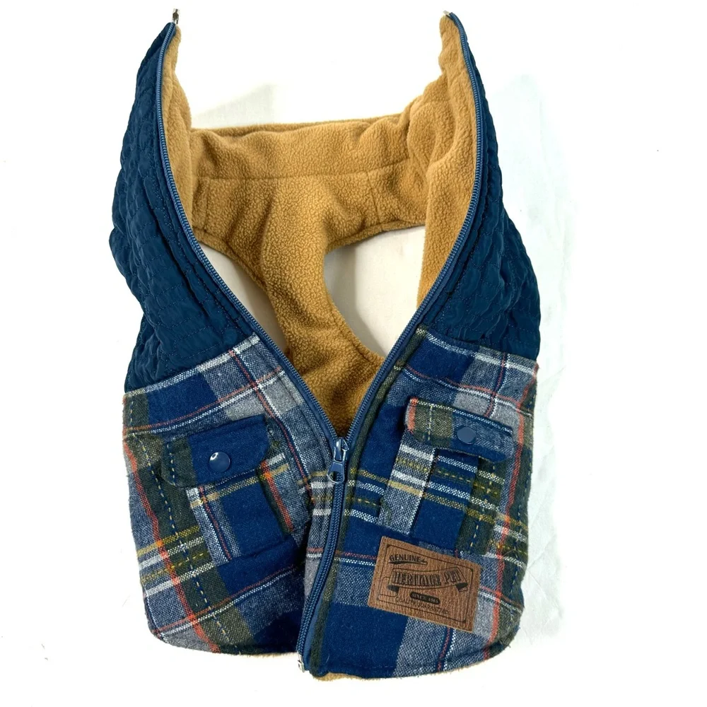 Blue Plaid Dog Vest Coat